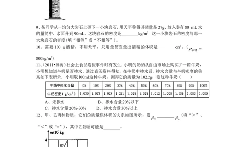 测量物质的密度（基础）巩固练习_初物_1初中物理_4初二物理人教版知识导学
