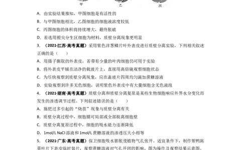 第11讲被动运输-精准备考备战2023年高考生物一轮复习精品讲义（生物学必修1）（原卷版）_通用版（老高考）复习资料_2023年复习资料_一轮复习
