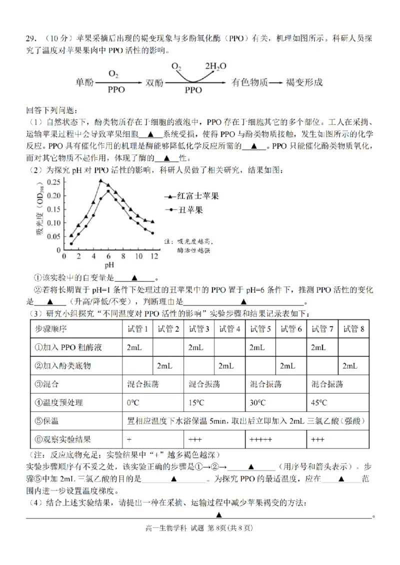 生物卷-2511高一环大罗山_2025年12月高一试卷_251210浙江省环大罗山联盟2025-2026学年高一上学期11月期中（全）