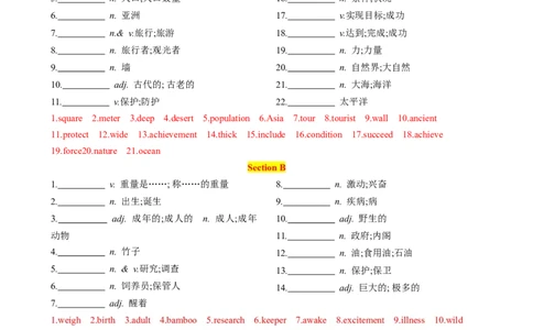 （同步100分背默）Unit7What'sthehighestmountainintheworld？知识清单（背诵版）_最新人教版英语八年级下册_旧版（有参考价值）_版本二_八年级英语下册（人教版）_同步知识背默-V30