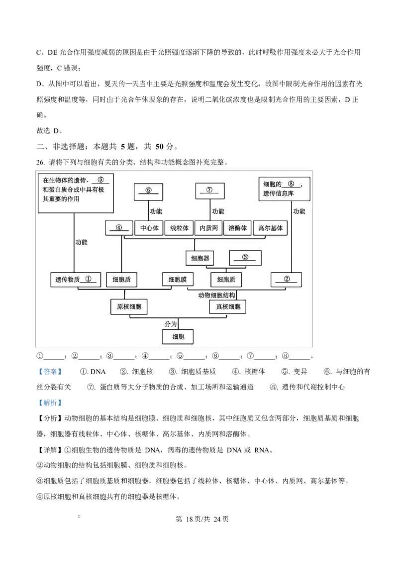 福建省漳州市2024-2025学年高一上学期期末考试生物试题Word版含解析_2025年03月试卷_0310福建省漳州市2024-2025学年高一上学期1月期末考试