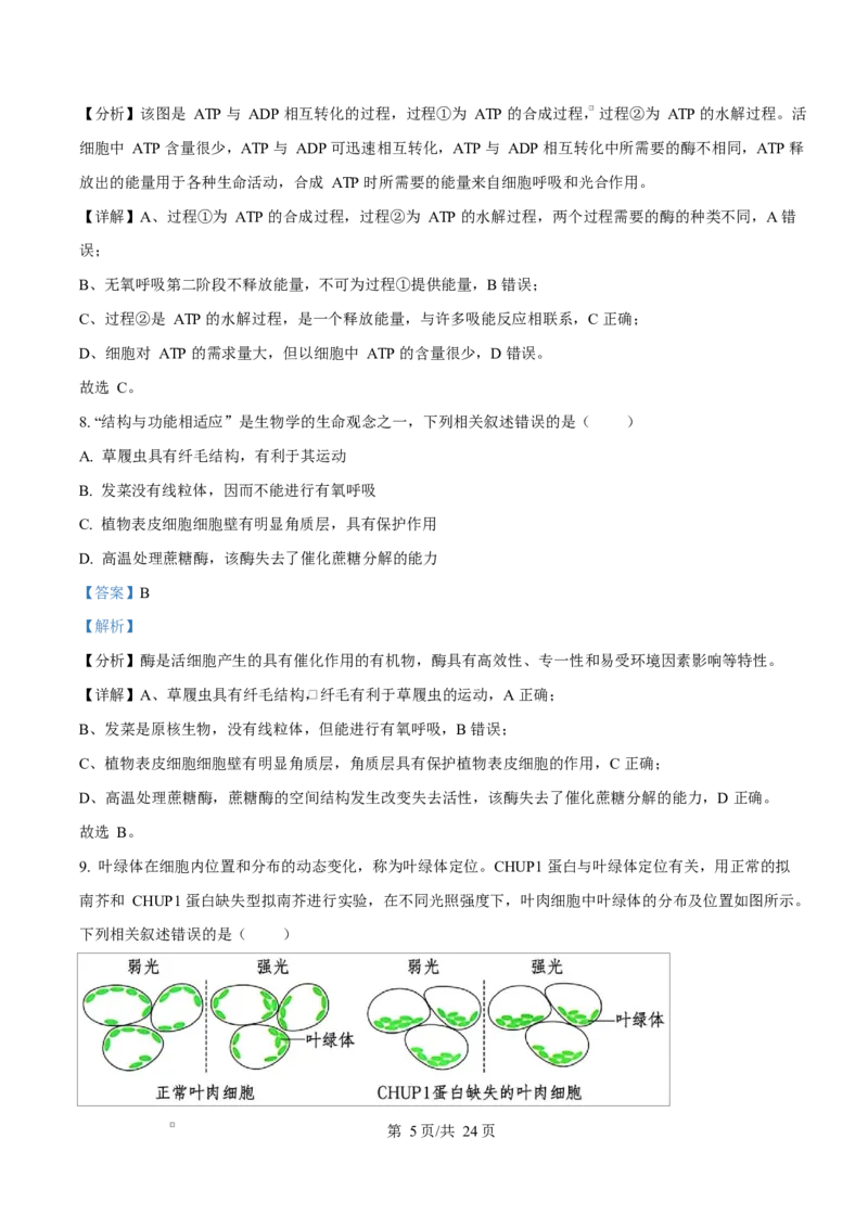 福建省漳州市2024-2025学年高一上学期期末考试生物试题Word版含解析_2025年03月试卷_0310福建省漳州市2024-2025学年高一上学期1月期末考试