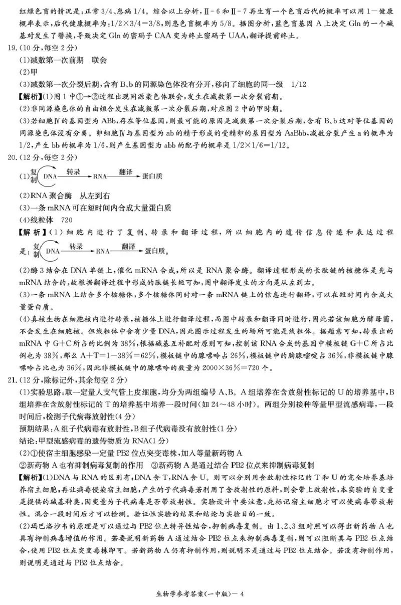 生物答案（高一期中）_2025年05月试卷_0530湖南省长沙市第一中学2024-2025学年高一下学期期中考试_湖南省长沙市第一中学2024-2025学年高一下学期期中考试生物试题Word版含解析