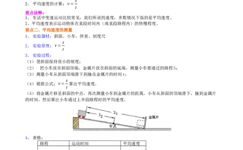 测量平均速度知识讲解_初物_人教版初中物理初二三同步讲义习题练习八九年级电子资料word素材_20250116_181533_A017&mdash;&mdash;人教版初中物理初二三教案讲义专项练习八九年级电子版word资料