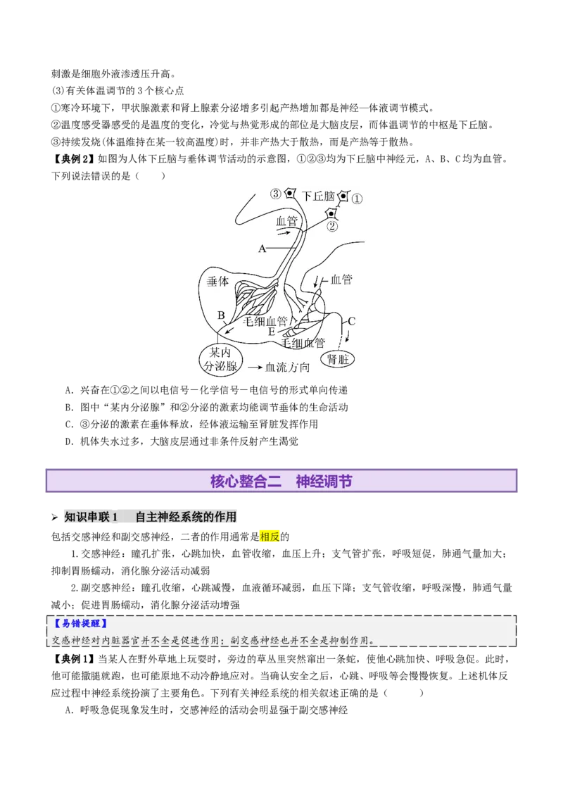 第11讲神经调节和体液调节（讲义）（原卷版）_2025年新高考资料_二轮复习_上好课2025年高考生物二轮复习讲练测（新高考通用）3380526