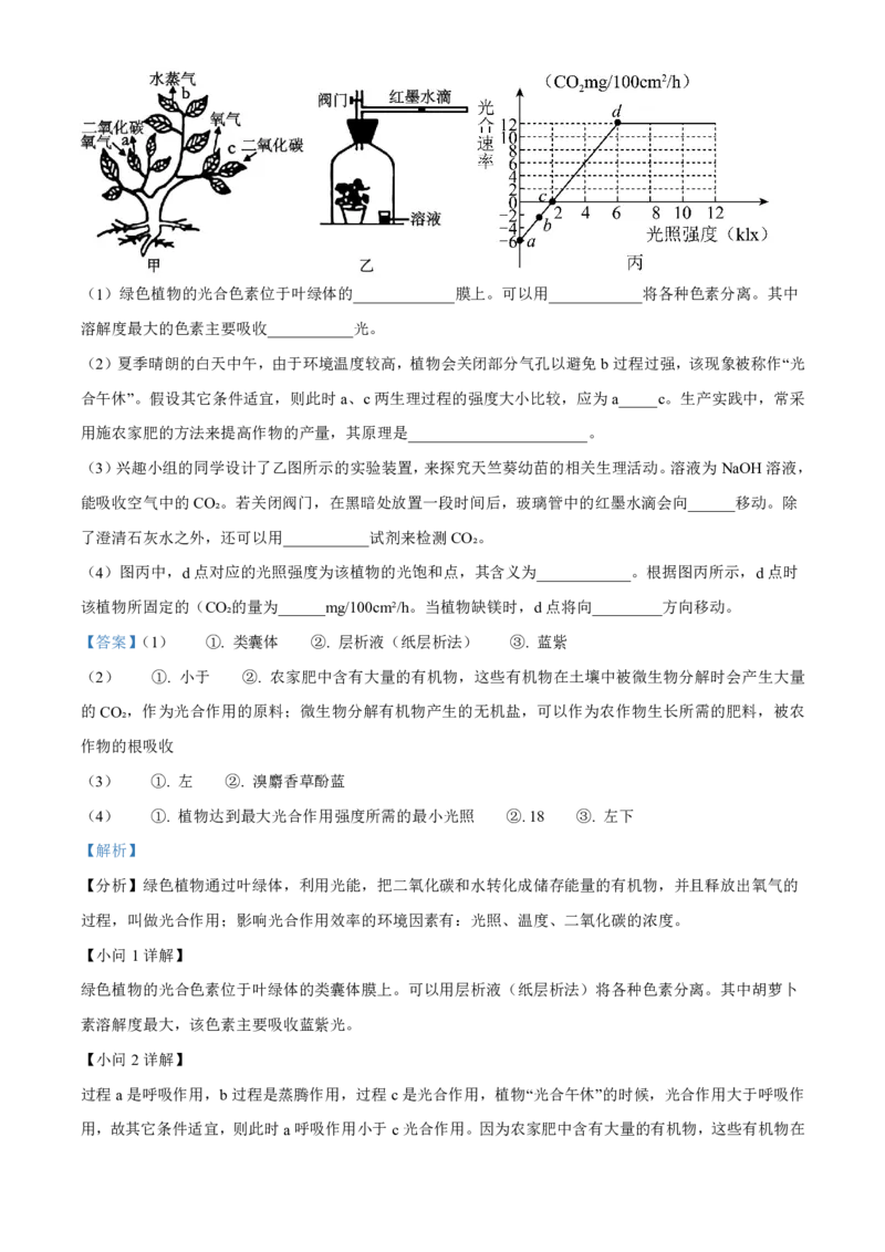 生物2025-2026长春汽三高一上期末考试_2026年02月高一试卷_260209吉林省长春市长春汽车经济技术开发区第三中学2025-2026学年高一上学期期末考试