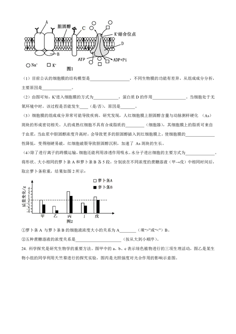 生物2025-2026长春汽三高一上期末考试_2026年02月高一试卷_260209吉林省长春市长春汽车经济技术开发区第三中学2025-2026学年高一上学期期末考试