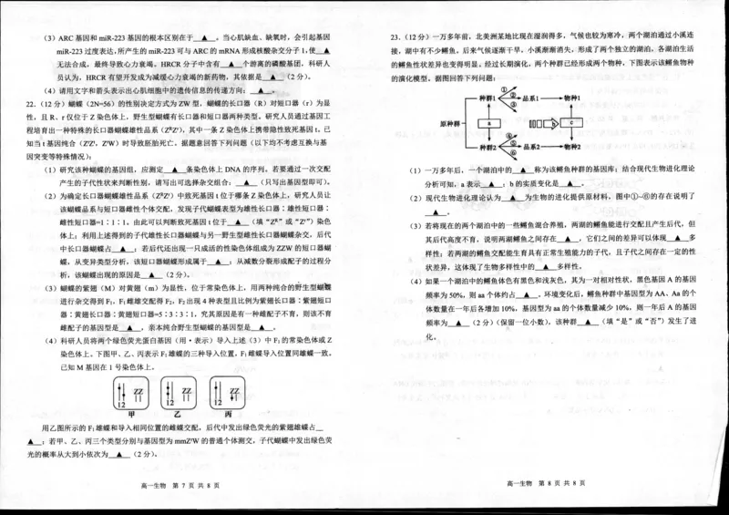 生物_2024年08月试卷_0815江苏省宿迁市2023-2024学年高一下学期期末调研测试_江苏省宿迁市2023-2024学年高一下学期6月期末生物试题_泗阳县2023-2024高一年级下学期生物试题