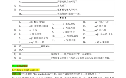 （同步100分背默）Module5Cartoons知识清单（学生版）_最新人教版英语八年级下册_旧版（有参考价值）_版本二_八年级英语下册（人教版）_同步知识背默-V30