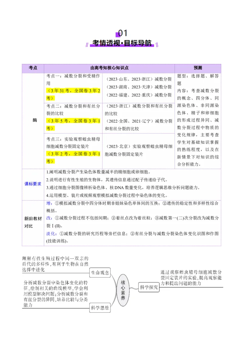 第13讲减数分裂和受精作用（讲义）（原卷版）_2025年新高考资料_一轮复习_2025年高考生物一轮复习讲练测（新教材新高考）