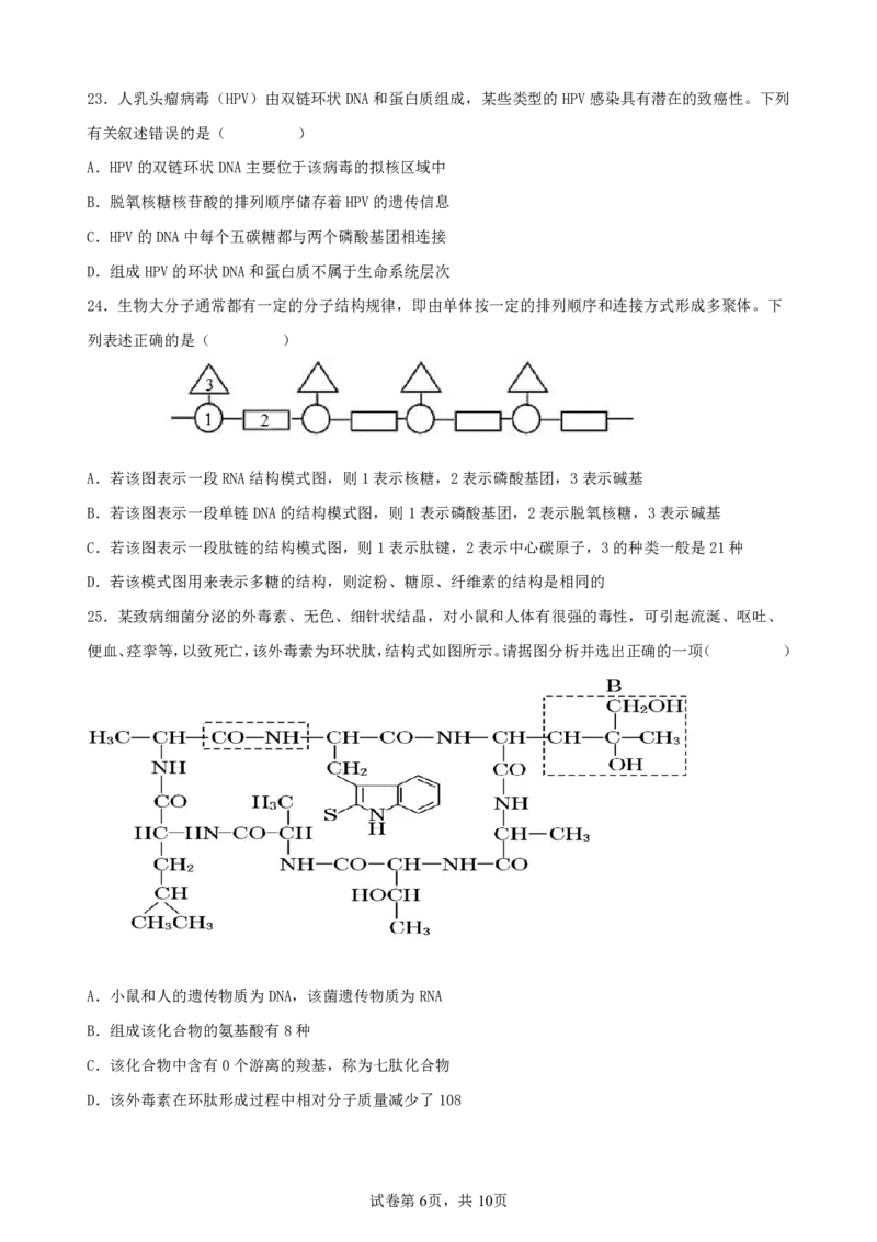 生物-辽宁省实验中学2025-2026学年度上学期高一10月月考_2025年10月高一试卷_251021辽宁省实验中学2025-2026学年度上学期高一10月月考（全）