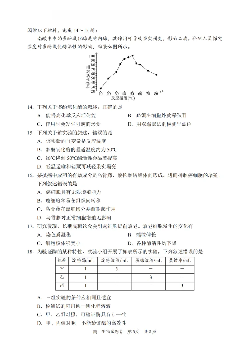 生物卷-2602丽水高一期末_2026年02月高一试卷_260219浙江省丽水市2025-2026学年上学期高一期末教学质量监控（全）_浙江省丽水市2025-2026学年上学期高一期末教学质量监控生物试题含答案
