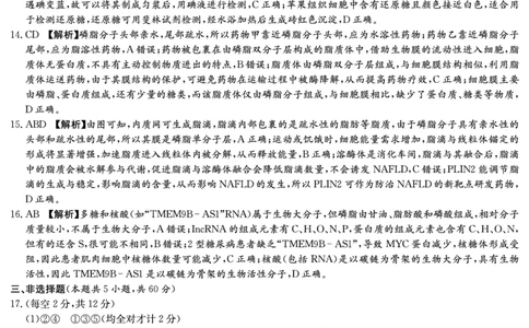 生物答案（高一11月联考）_2025年11月高一试卷_251116湖南炎德英才名校联考联合体2025年秋季高一第二次（期中）联考