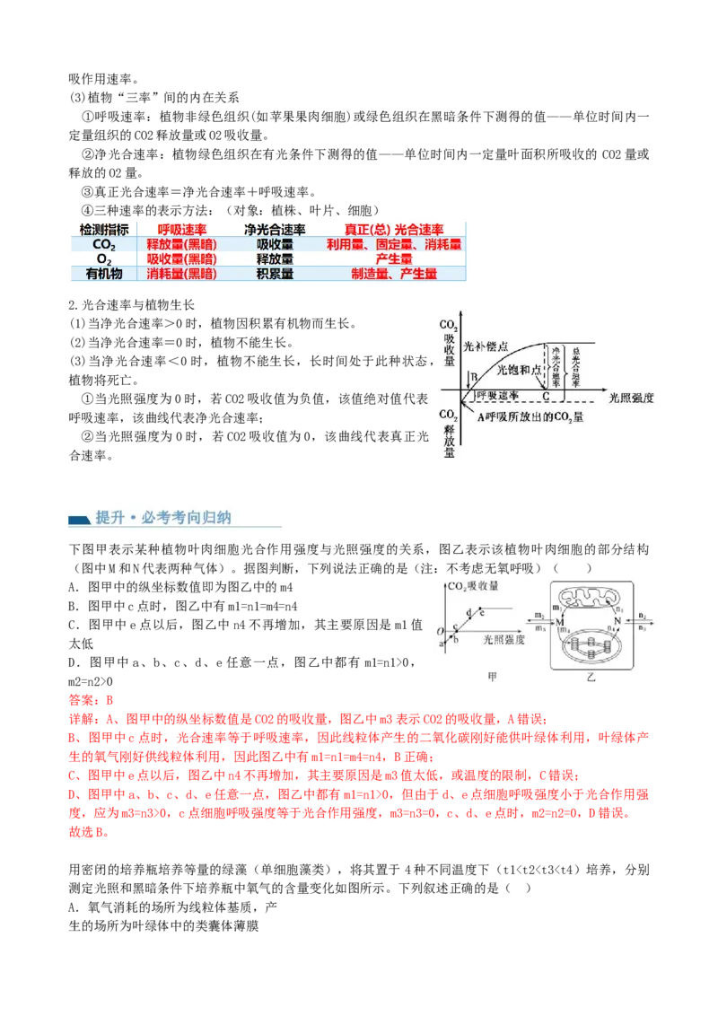 第10.2讲光合作用的影响因素和应用（讲义）（教师版）_新高考复习资料_2024年新高考复习资料_一轮复习资料_完2024年高考生物一轮复习讲练测(课件+讲义+练习)（新高考）_讲义+练习