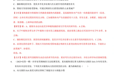 第11讲植物生命活动的调节（检测）（解析版）_新高考复习资料_2023年新高考复习资料_二轮复习_2023年高考生物二轮复习讲练测（新教材专用）
