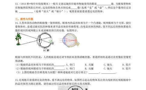 眼睛和眼镜显微镜和望远镜（提高）巩固练习_初物_人教版初中物理初二三同步讲义习题练习八九年级电子资料word素材_20250116_181533_最新人教版初中物理初二上册