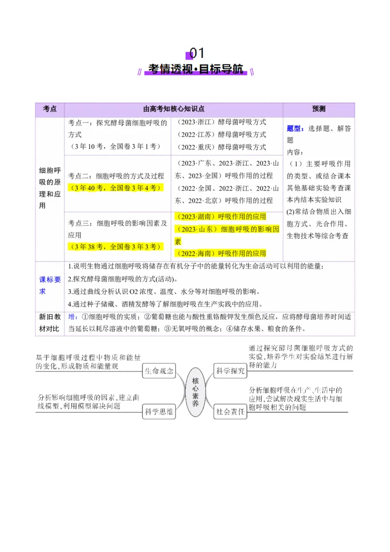 第09讲细胞呼吸（讲义）（原卷版）_2025年新高考资料_一轮复习_2025年高考生物一轮复习讲练测（新教材新高考）