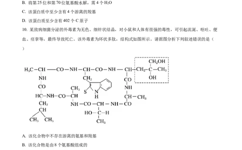 福建省福州市福9联盟校2024-2025学年高一上学期11月期中生物试题Word版无答案_2024年12月试卷_1207福建省福州市福九联盟2024-2025学年高一上学期期11月中考试