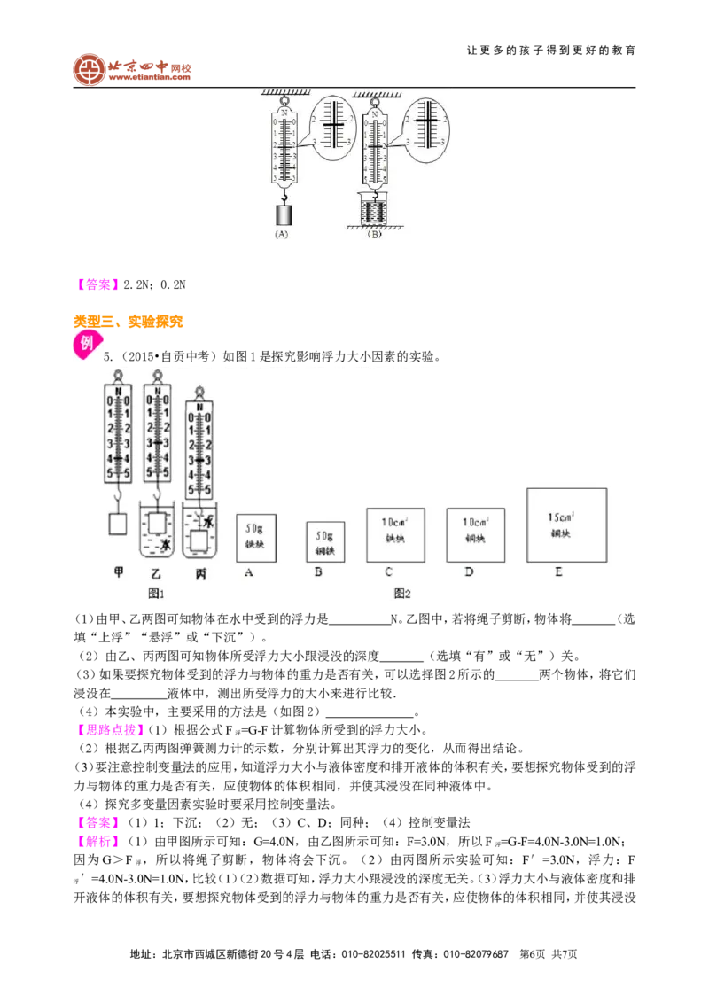 浮力知识讲解_初物_1初中物理_北京四中内部教案初二物理_浮力