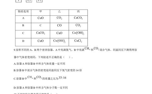福建省福州市福九联盟(高中)2024-2025学年高一上学期期中联考化学试题_2024年12月试卷_1207福建省福州市福九联盟2024-2025学年高一上学期期11月中考试
