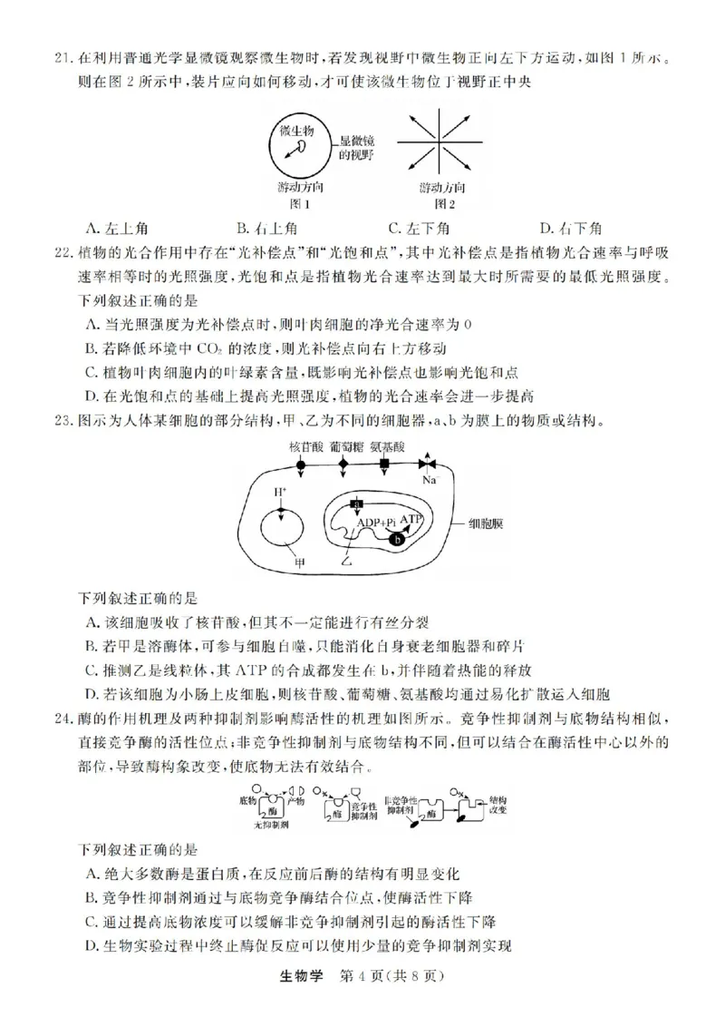 生物试卷-浙江省强基联盟2025-2026学年高一上学期12月联考_2025年12月高一试卷_251230浙江省强基联盟2025-2026学年高一上学期12月联考（全）