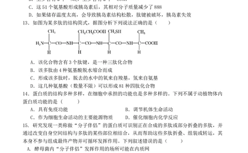 福建省厦泉五校2025-2026学年高一上学期期中联考试题生物Word版含答案_2025年12月高一试卷_251211福建省厦泉五校2025-2026学年高一上学期期中联考试题