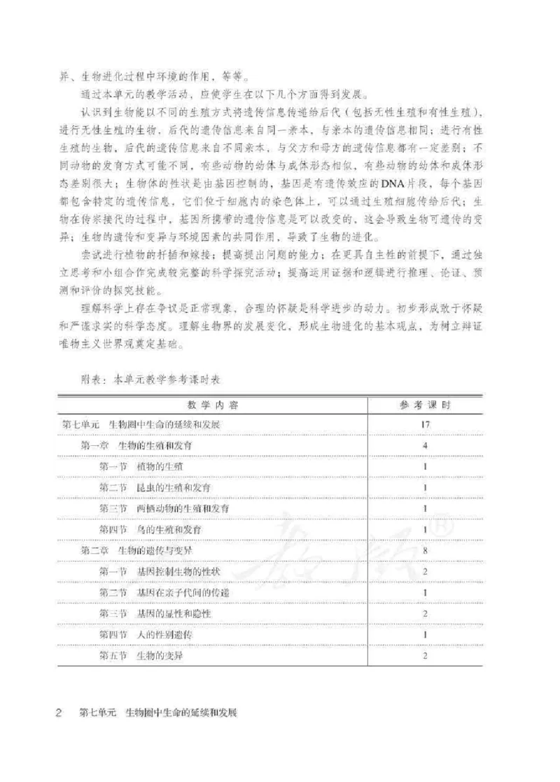 生物学八年级下册教师用书_电子课本_初中教学用书_人教版