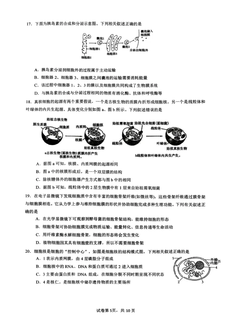 生物+昆八中高一上期中试卷及答案（2025-2026）_2025年11月高一试卷_251119云南省昆明市第八中学2025-2026学年度高一上学期期中考（全）