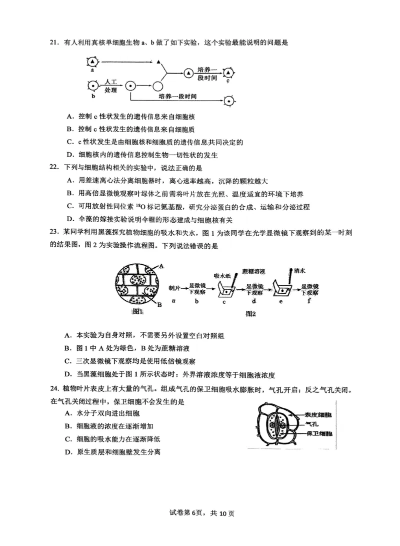 生物+昆八中高一上期中试卷及答案（2025-2026）_2025年11月高一试卷_251119云南省昆明市第八中学2025-2026学年度高一上学期期中考（全）