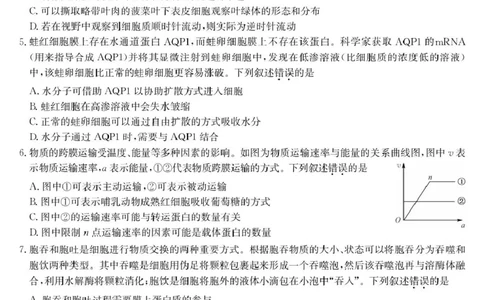 生物-高一质量检测（A）_2026年01月高一试卷_260114甘肃省白银市靖远县第一中学2025-2026学年高一上学期12月月考