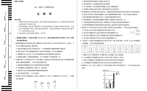 生物学安徽高一年级十月调研考试_2025年10月高一试卷_251022天一大联考&middot;安徽省2025-2026学年上学期高一年级10月调研考试（全）
