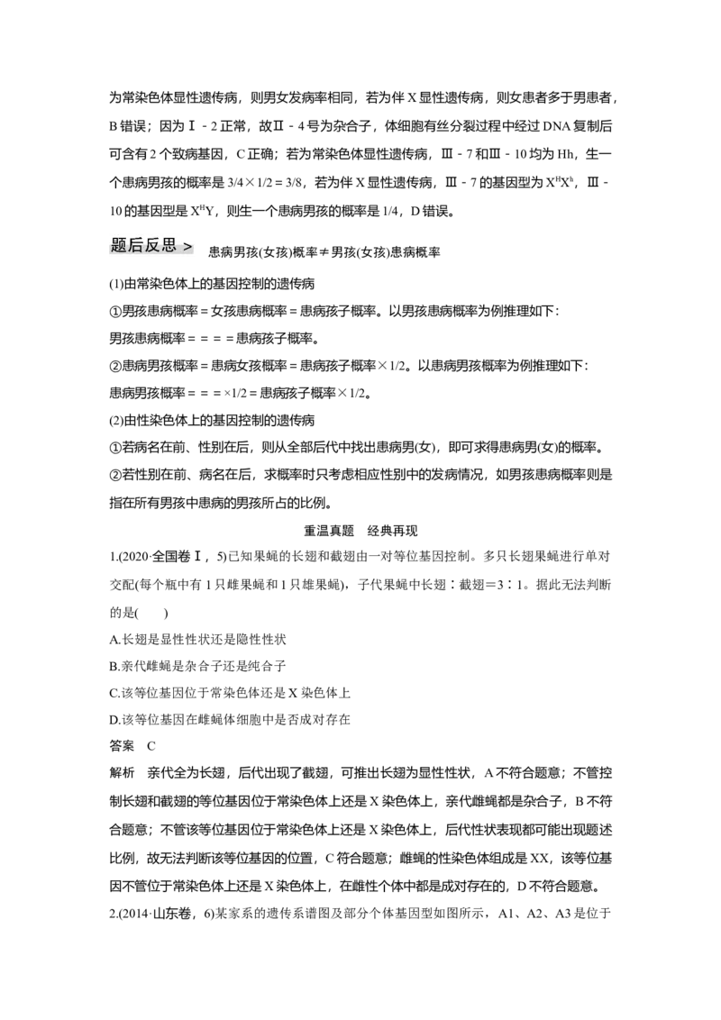 第15讲　伴性遗传和人类遗传病_新高考复习资料_2023年新高考复习资料_一轮复习_2023年新高考大一轮复习讲义_2023年高考生物一轮复习讲义（新人教新高考）_赠补充习题