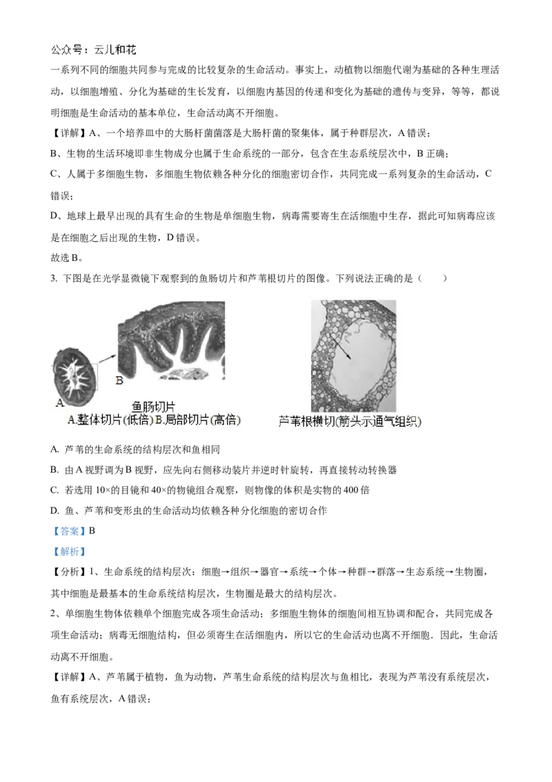 福建省福州市福9联盟校2024-2025学年高一上学期11月期中生物试题Word版含解析_2024年12月试卷_1207福建省福州市福九联盟2024-2025学年高一上学期期11月中考试