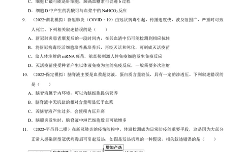 第10讲人体的稳态与免疫调节（检测）（原卷版）_新高考复习资料_2023年新高考复习资料_二轮复习_2023年高考生物二轮复习讲练测（新教材专用）