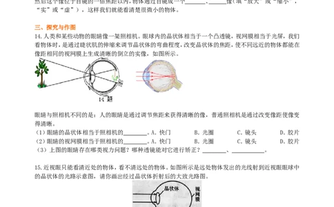 眼睛和眼镜显微镜和望远镜（提高）巩固练习_初物_1初中物理_4初二物理人教版知识导学