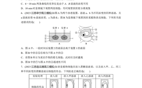 第2单元　课时练4　水进出细胞的原理_新高考复习资料_2024年新高考复习资料_一轮复习资料_完2024生物步步高大一轮复习（课件+讲义）_2024年高考生物一轮复习讲义（新人教版）