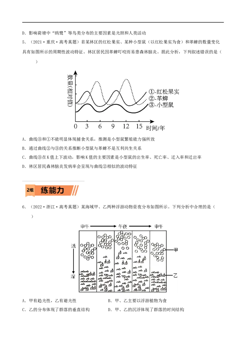 第28练群落及其演替（原卷版）_新高考复习资料_2023年新高考复习资料_一轮复习_2023年高考生物一轮复习小题多维练（新高考专用）