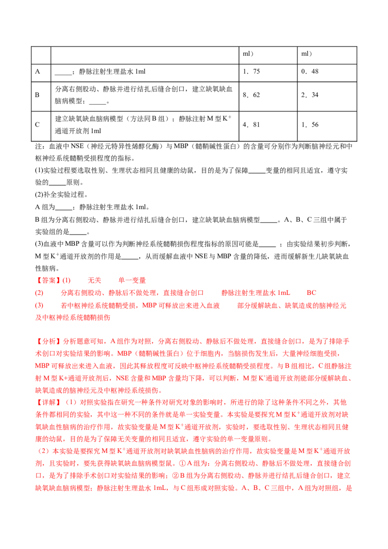 第31讲动物生命活动调节的综合分析（练习）（解析版）_新高考复习资料_2024年新高考复习资料_一轮复习资料_完2024年高考生物一轮复习讲练测(课件+讲义+练习)（新高考）_讲义+练习