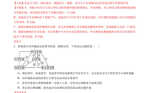 第31讲动物生命活动调节的综合分析（练习）（解析版）_新高考复习资料_2024年新高考复习资料_一轮复习资料_完2024年高考生物一轮复习讲练测(课件+讲义+练习)（新高考）_讲义+练习