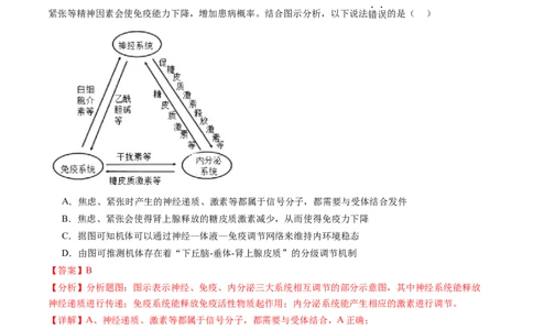 第31讲动物生命活动调节的综合分析（练习）（解析版）_新高考复习资料_2024年新高考复习资料_一轮复习资料_完2024年高考生物一轮复习讲练测(课件+讲义+练习)（新高考）_讲义+练习