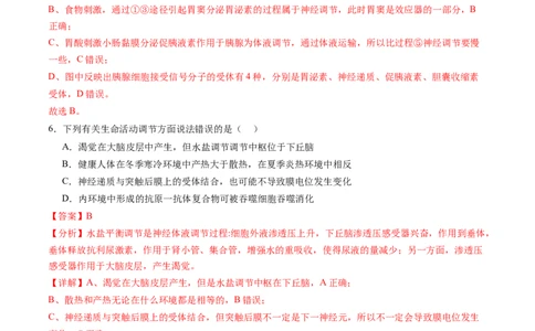 第31讲动物生命活动调节的综合分析（练习）（解析版）_新高考复习资料_2024年新高考复习资料_一轮复习资料_完2024年高考生物一轮复习讲练测(课件+讲义+练习)（新高考）_讲义+练习