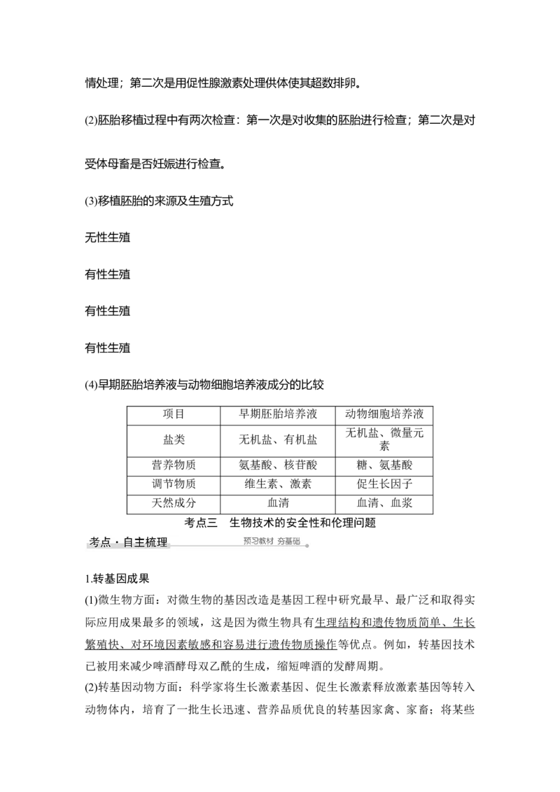 第33讲胚胎工程与生态工程(含生物技术的安全性和伦理问题)_通用版（老高考）复习资料_2023年复习资料_一轮复习_2023年高考生物一轮复习讲义+课件（全国版）_赠补充习题