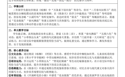 （新教材）2026年春期部编人教版二年级下册语文第1单元核心素养教案（反思有内容）_部编人教版2年级下册语文_2026年春期-2年级下册教案_单元教案