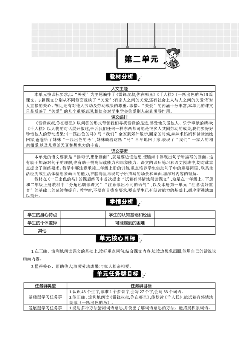 第二单元单元分析_部编人教版2年级下册语文_（赠送）新版-2025年2月二年级下册语文资料(课件+教案)(赠送资料-不需要就不下载)_2.第二单元_单元导引