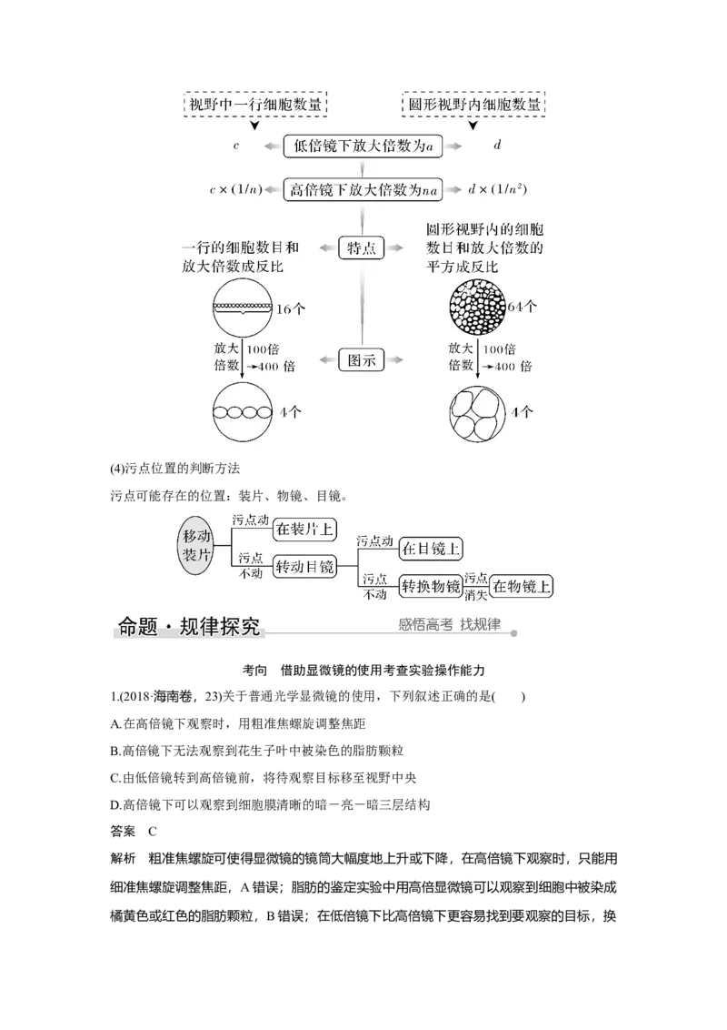 第1讲　借助显微镜走近细胞_新高考复习资料_2023年新高考复习资料_一轮复习_2023年新高考大一轮复习讲义_2023年高考生物一轮复习讲义（新人教新高考）_赠补充习题
