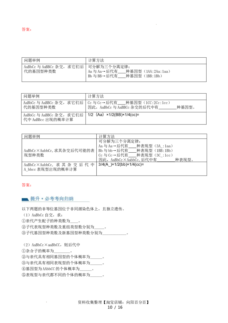 第17.1讲基因的自由组合定律（讲义）（学生版）_新高考复习资料_2024年新高考复习资料_一轮复习资料_完2024年高考生物一轮复习讲练测(课件+讲义+练习)（新高考）_讲义+练习