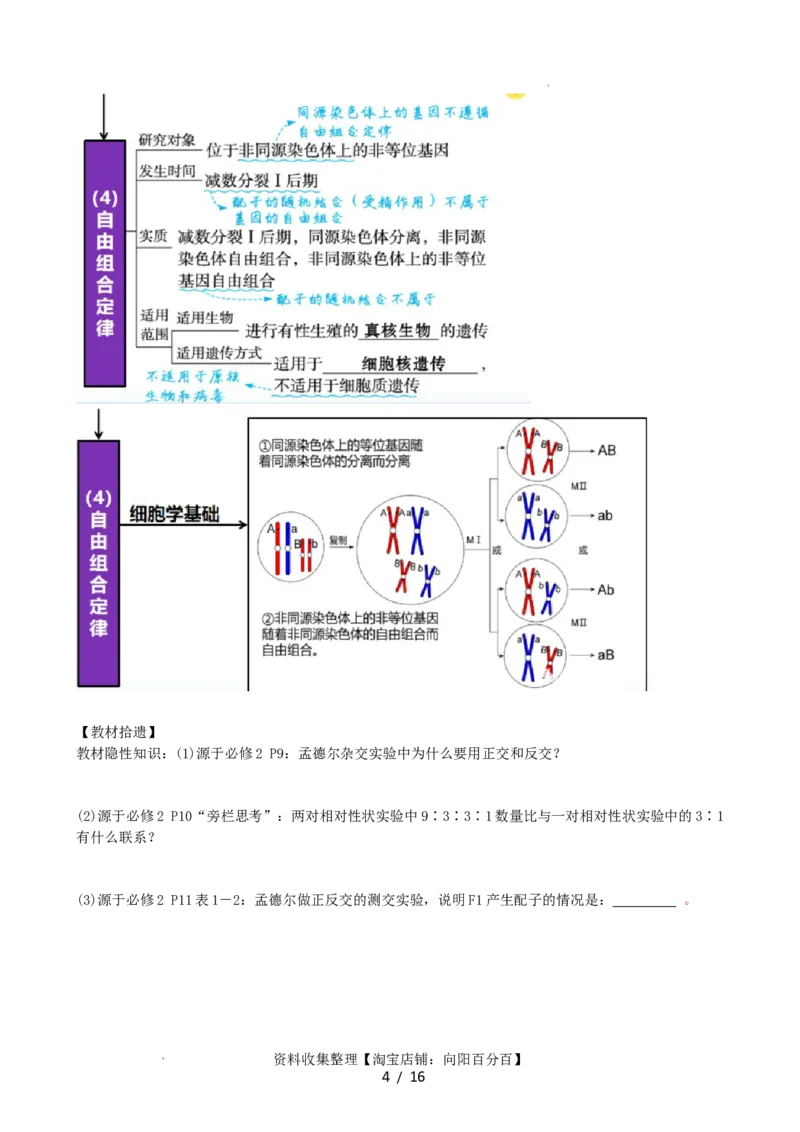 第17.1讲基因的自由组合定律（讲义）（学生版）_新高考复习资料_2024年新高考复习资料_一轮复习资料_完2024年高考生物一轮复习讲练测(课件+讲义+练习)（新高考）_讲义+练习