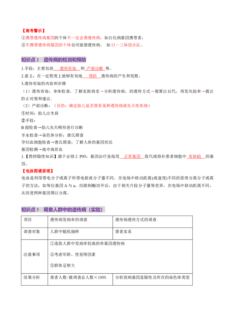 第17讲伴性遗传和人类遗传病（讲义）（解析版）_2025年新高考资料_一轮复习_2025年高考生物一轮复习讲练测（新教材新高考）