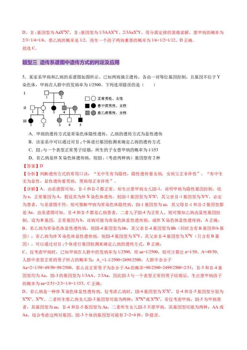 第17讲伴性遗传和人类遗传病（练习）（解析版）_2025年新高考资料_一轮复习_2025年高考生物一轮复习讲练测（新教材新高考）