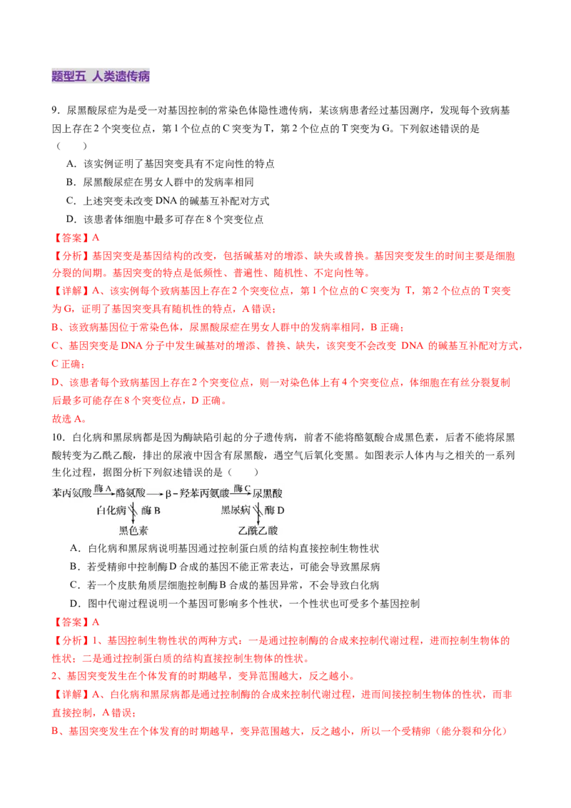第17讲伴性遗传和人类遗传病（练习）（解析版）_2025年新高考资料_一轮复习_2025年高考生物一轮复习讲练测（新教材新高考）